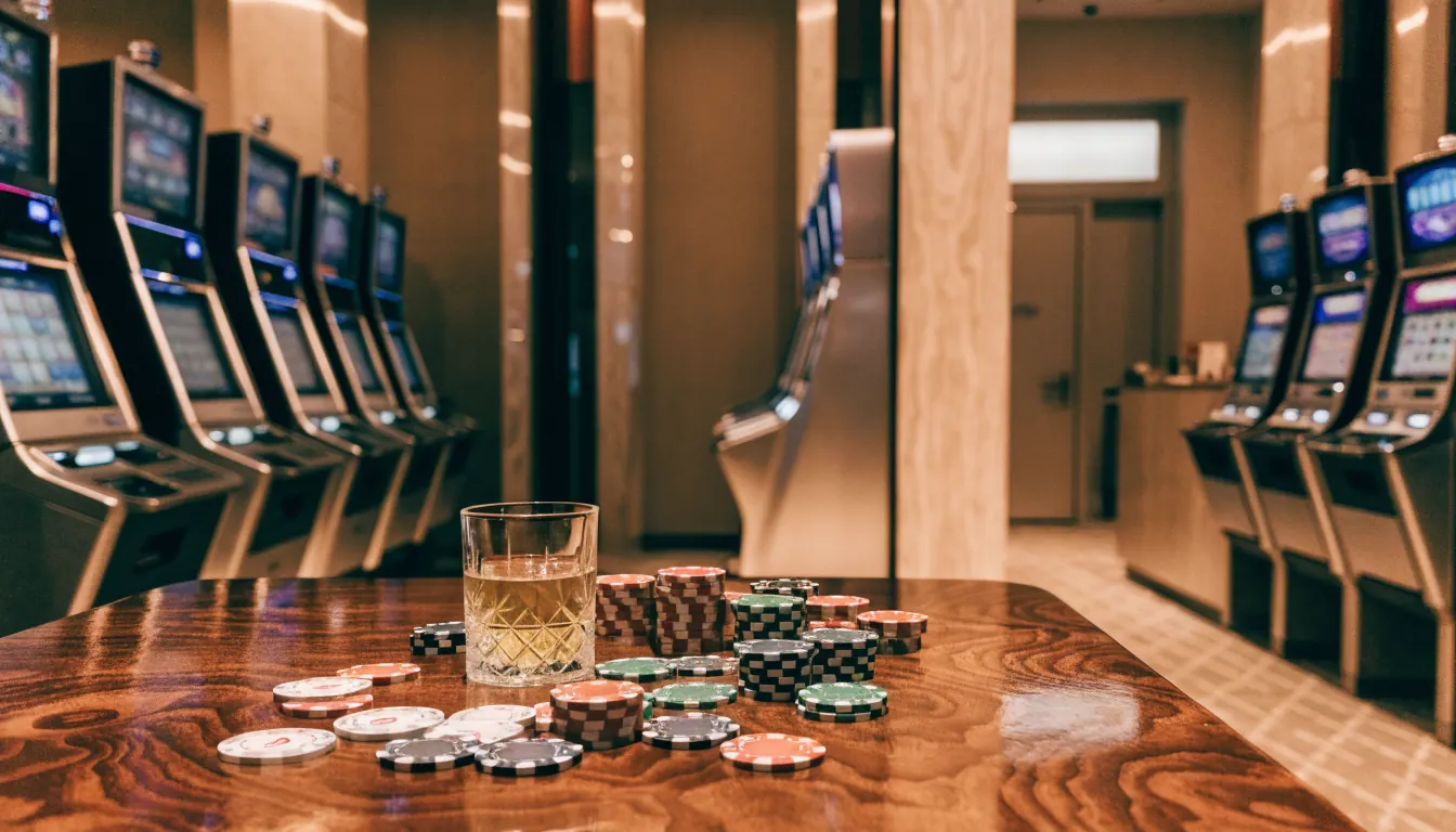 Realistisches Foto eines eleganten österreichischen Casino-Innenraums.