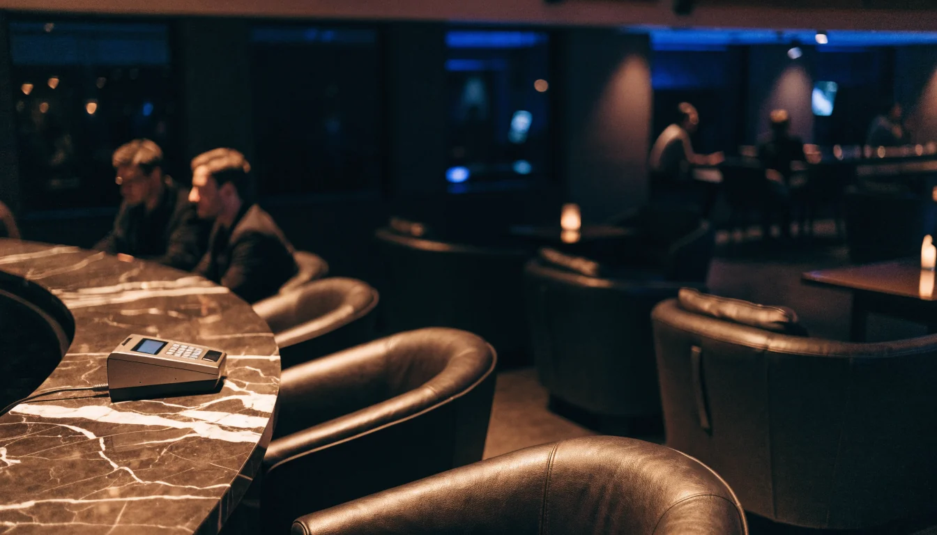 Eleganter Casino-Loungebereich in Österreich mit dezenter Zahlungsstelle.